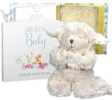 Tickle &amp; Main Baby Baptism Gift Set with Praying Musical Lamb and Prayer Book in Keepsake Box for Christening Boys and Girls