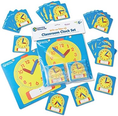 Learning Resources Write On/Wipe Clocks Classroom Set
