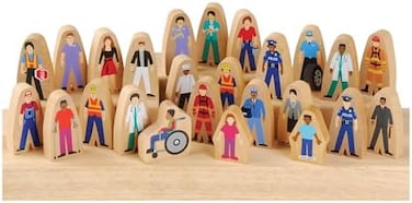 Constructive Playthings Wooden Community Helpers, Diverse Citizens &amp; Careers, Use with Building Blocks, Creative Play, Social Emotional Learning Toy, Long-Lasting, Toddler Toys for 3 Years &amp; Up