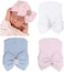 DRESHOW 3 Pcs Newborn Hospital Hat Infant Baby Hat Cap with Big Bow Soft Cute Knot Nursery Beanie (Blue, Pink, White)