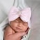 DRESHOW 3 Pcs Newborn Hospital Hat Infant Baby Hat Cap with Big Bow Soft Cute Knot Nursery Beanie (Blue, Pink, White)