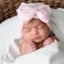DRESHOW 3 Pcs Newborn Hospital Hat Infant Baby Hat Cap with Big Bow Soft Cute Knot Nursery Beanie (Blue, Pink, White)
