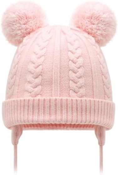 Duoyeree Toddler Winter Hat with Earflap Scarf Hood Thick Warm Kids Skull Cap for Baby Girls Boys