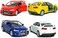 Kinsmart 1:36 Mitsubishi Lancer Evolution X Toy Vehicle -2008 (Set of 4,5in, Blue/Red/White)