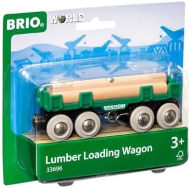 BRIO World Lumber Loading Wagon Train for Kids Age 3 Years Up - Compatible with Most Railway Sets and Accessories
