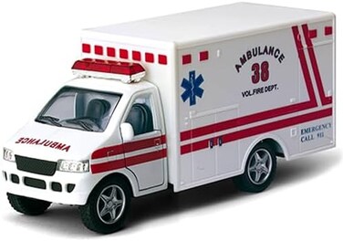 Kinsmart Rescue Team Ambulance, White - 5259D - 5" Diecast Model Toy Car