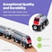 Maxim Enterprise Double Decker Wooden Train with 2 Engines &amp; 1 Car. Multi-Level Commuter Passenger Transit Toy. Detailed, Bright Vivid Colours, Fun for Kids 3 and Up. Universally Compatible