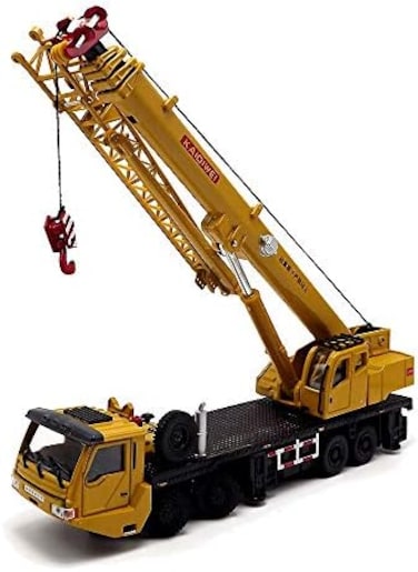 EMART Kids Alloy Die-cast Model Toy Engineering Heavy Crane Truck Vehicle Car Simulation Miniature 1:55, Yellow