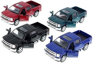 Kinsmart 5381D 2014 Chevy Silverado Pick-Up 1/46 Scale Diecast Model Toy Cars (Set of 4)