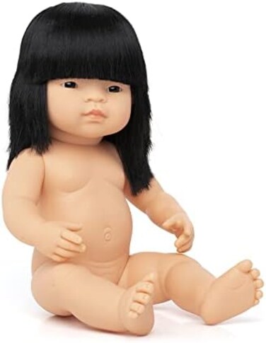 Miniland Miniland31056 Baby Doll Asian Girl W/O Underwear, Multi-Color