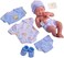 JC Toys 8 piece Layette Baby Doll Gift Set   - La Newborn Nursery   14" Life-Like Smiling Doll w/Accessories   Blue   Ages 2+
