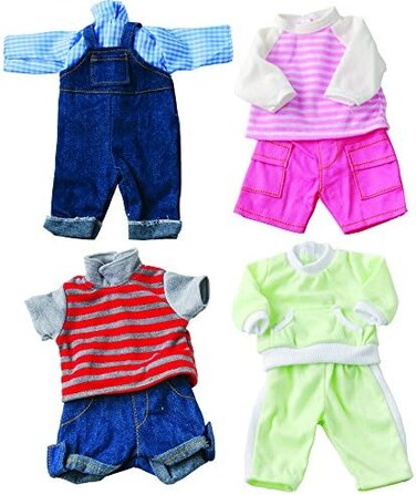 ملابس قابلة للغسل من أجل دمى الأطفال 12-35.5 سم، مجموعة من 4 أزياء.