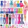 BARWA Lot 15 Items 5 Sets Fashion Dresses Casual Wear Clothes with 10 Pair Shoes, 13 Accessories for 11.5 Inch Girl Doll Birthday Xmas Gift