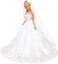 BARWA White Wedding Dress with Long Veil Evening Party Princess White Lace Gown Dress for 11.5 Inch Girl Doll
