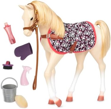 اور جينيريشن حصان صغير مقاس 12 انش لدمى الفتيات مقاس 18 انش من بالومينو - يتضمن ملحقات العناية بالخيل