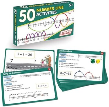 Junior Learning 50 Number Line Activities   Numeracy Activity Flashcards   Ages 5-6, Year 1-3, Key Stage 1