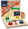 Yellow Mountain Imports Wooden Snakes and Ladders   Ludo Game Set, Reversible, 2 Games in 1