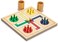 Yellow Mountain Imports Wooden Snakes and Ladders   Ludo Game Set, Reversible, 2 Games in 1