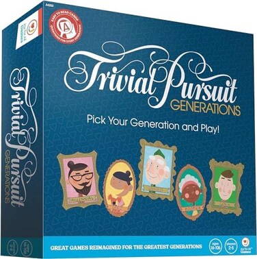 Joy for All Games - Trivial Pursuit Generations - Generational Trivia - Create Personalized Questions - Bigger Easy-to-Read Cards - Fun Multigenerational Trivia Game