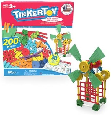 Tinkertoy 30 Model 200 Piece Super Building Set - Preschool Learning Educational Toy for Girls and Boys 3+