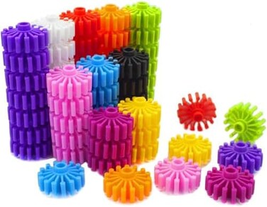 RAINBOW TOYFROG Interlocking Gears Toys for Kids - 100 Piece Kit with Tote - Colorful Manipulatives for Preschool Sensory Bin Or Occupational Therapy Tools - STEM Building Toys for Girls &amp; Boys
