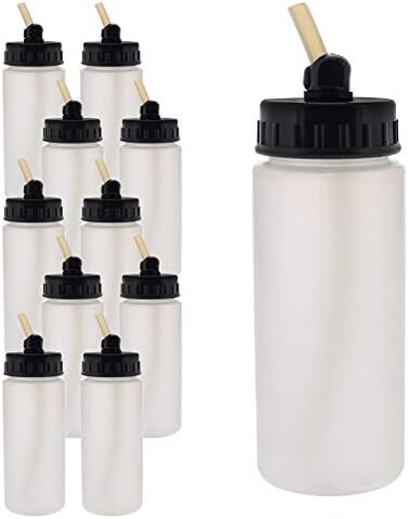 Master Airbrush Box of 10-Each TB-008 Empty 2.7-Ounce, (80cc) Plastic Bottles Jars Lid Adapter Dual-Action Siphon Feed Airbrush, Works with Dual Action Master, Badger, Paasche Iwata Airbrushes