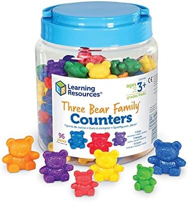 Learning Resources LER0744 Three Bear Family Counter Set, Rainbow, Set of 96