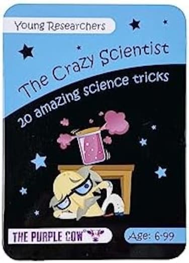 The Purple Cow Crazy Scientist Science Tricks Card Set - Young Researchers 20 Amazing Science Tricks. For Learning &amp; Education - STEM Educational Games for Kids, Boys &amp; Girls, with Instructions