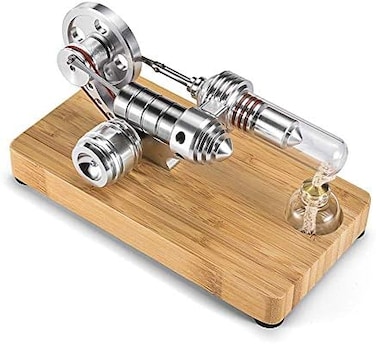 Sunnytech Hot Air Stirling Engine Colourful LED Single Flywheel Education Toy Electricity Power Generator M14-03-S, Creative Skills