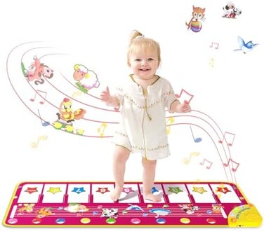 M SANMERSEN Musical Mat,Sanmersen Baby Early Education Coolplay Music Piano Keyboard Carpet Animal Blanket Touch Play Safety Learn Singing funny Toy for Kids (Purple)