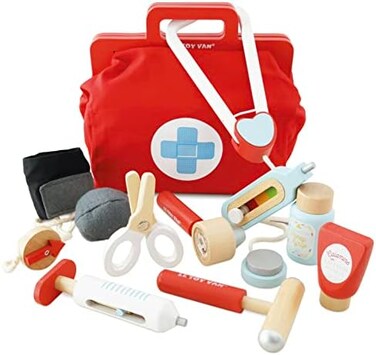 Le Toy Van - Kids Wooden Educational Pretend Play Honeybake Doctor's Medical Set Kit Role For Boys And Girls Red 3 Year Old +, 8.66" x 5.70" 5.90" TV292