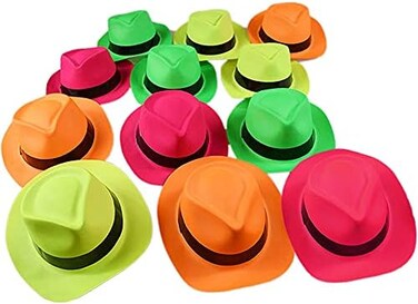 NOVELTY PLACE [Party Stars Neon Fedora Plastic Party Hats