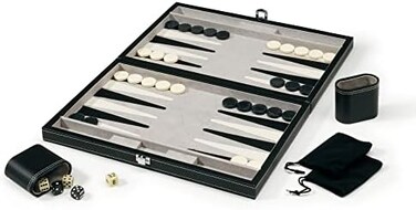 Mainstreet Classics by GLD Products 15-Inch Backgammon Board Game Set, Black/White