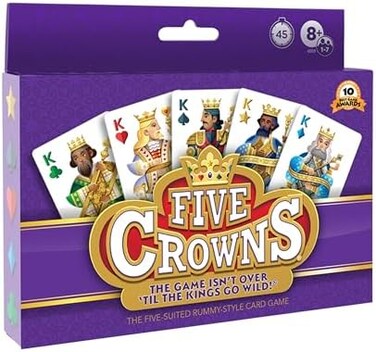 PlayMonster Five Crowns -- The Game Isn't Over Until the Kings Go Wild! -- 5 Suited Rummy-Style Card Game -- 8+