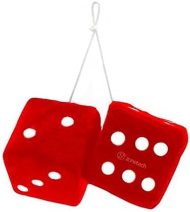 ZONETECH Zone Tech Red Hanging Dice- A Pair