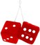 ZONETECH Zone Tech Red Hanging Dice- A Pair