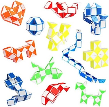 Ganowo Fidget Snake Cube Mini Twist Puzzle(12PACK) -Party Favors, Goody Bag Filler,Carnival Prizes,Classroom Rewards,School,Birthday Gift-Easter Egg Fillers for Kid Brain Teasers Speed Cube