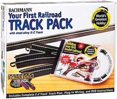 Bachmann Trains Snap-Fit E-Z TRACK WORLD&rsquo;S GREATEST HOBBY TRACK PACK - Steel Alloy Rail With Black Roadbed - HO Scale, White Medium