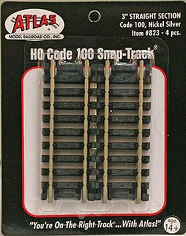 Atlas Code 100 Nickel Silver 3" Straight Snap-Track HO Scale Trains