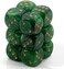 Chessex Dice d6 Sets: Vortex Green with Gold - 16mm Six Sided Die (12) Block of Dice