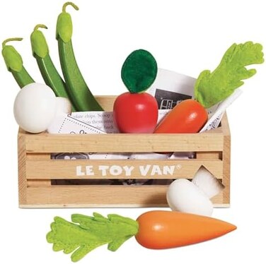 Le Toy Van Honeybake Collection Vegetables '5 A Day' Crate Set Premium Wooden Toys for Kids Ages 3 Years &amp; Up