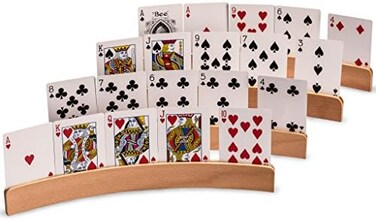 Yellow Mountain Imports Wooden Playing Card Holders (Set of 4) - The Panorama - Travel-Friendly