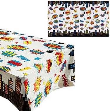 HaWenny 5 Pack Superhero Plastic Table cover,43" x 71" Superhero Tablecloths Party Supplies Decorations