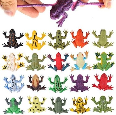ValeforToy Frog Toys,12 Pack Mini Rubber Frog sets,Food Grade Material TPR Super Stretches,With Gift Bag And Learning Study Card, Realistic Frog Figure Squishy Toys For Boy