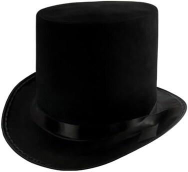 Funny Party Hats Black Top Hat - Victorian Hat for Men - Felt Tuxedo Costume Hat - Coachman Hat - Dress Up Hat