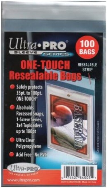 Ultra Pro Pack of 100 One Touch Resealable Poly Bags Sleeves for Card Holder