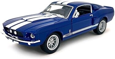 Kinsmart Scale 1/38 1967 Ford Shelby Mustang GT-500 Diecast Car, Blue
