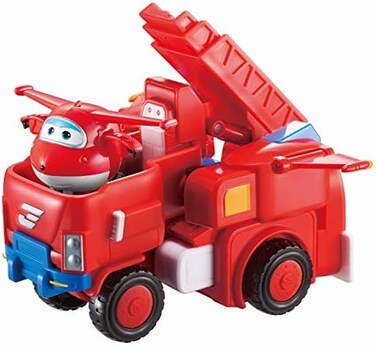 Super Wings - Jett's Robo Rig, Transforming Toy Truck and Airplane Vehicle Set   Includes a Red Transform-A-Bot Jett Figure, 2" Scale   Fun Preschool Birthday Gifts for Boys and Girls 3 4 5 years old