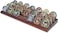 DisplayGifts Challenge Coin Display Stand 4 Row Wooden Holder Rack Case Holds 28 Coins Walnut Finish