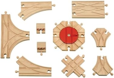 Maxim Enterprise Expansion Switch &amp; Crossing Track Pack for Wooden Toy Train. Real Hardwoods, Compatible with Major Brands, Offers Endless Fun &amp; Imagination for Ages 3 and Up